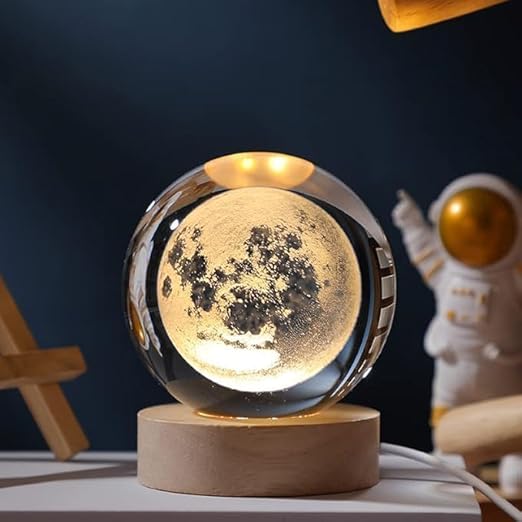 Blisscase FLYNGO 3D Moon Crystal Ball Night Lamp